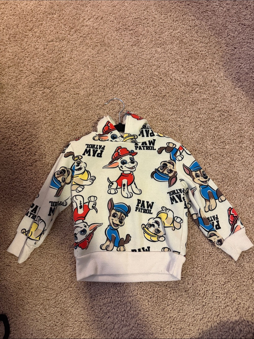 Paw Patrol Cream Pullover Hoodie with Red Blue Yellow Pup Graphics